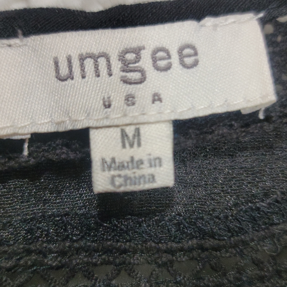 Umgee Size-M Black Mini Dress with Pink and Blue Embroidery L-30.5 P2P-17 - Picture 2 of 12